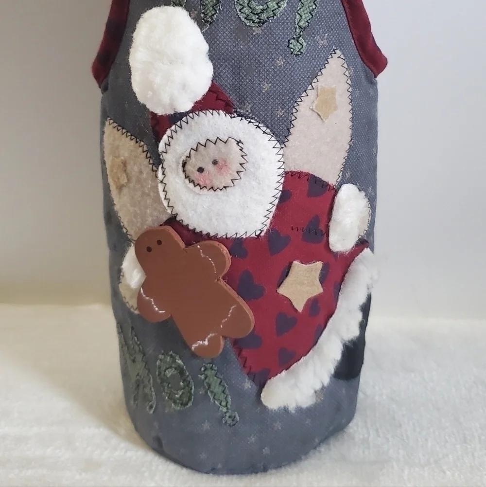 CHRISTMAS Holiday Santa Stars Gingerbread Wine Holder Bag